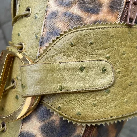 Christian Dior CD Logo Green Cheetah Print Boots 36 - Picture 6 of 6